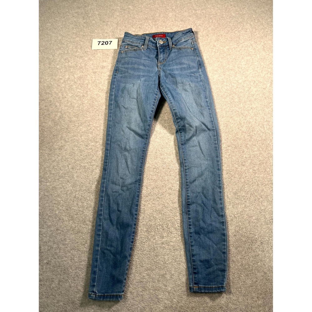 GUESS Jeans Womens 24 Blue Denim Cotton Stretch Medium‎ Wash Skinny Leg Casual